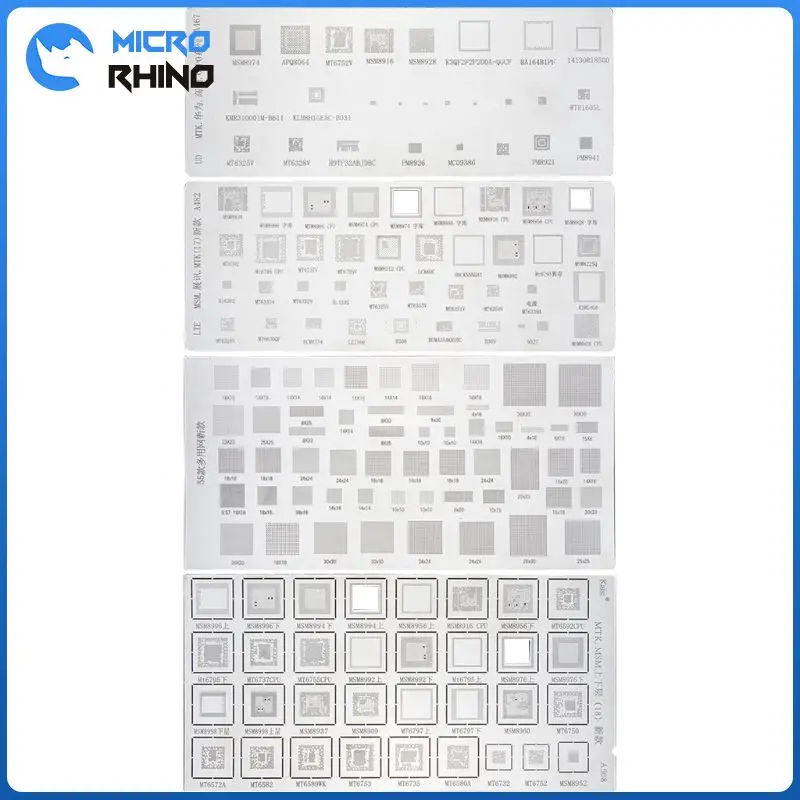 

4PCS Universal BGA Stencil for MTK MSM Samsung Huawei Xiaomi iPad CPU RAM PM Power IC Reball Pin BGA Direct Heat Template