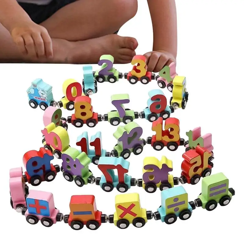 

Магнитная игрушка-поезд, деревянная магнитная игрушка-поезд с цветными цифрами/буквами, Обучающие игрушки Монтессори для Bo