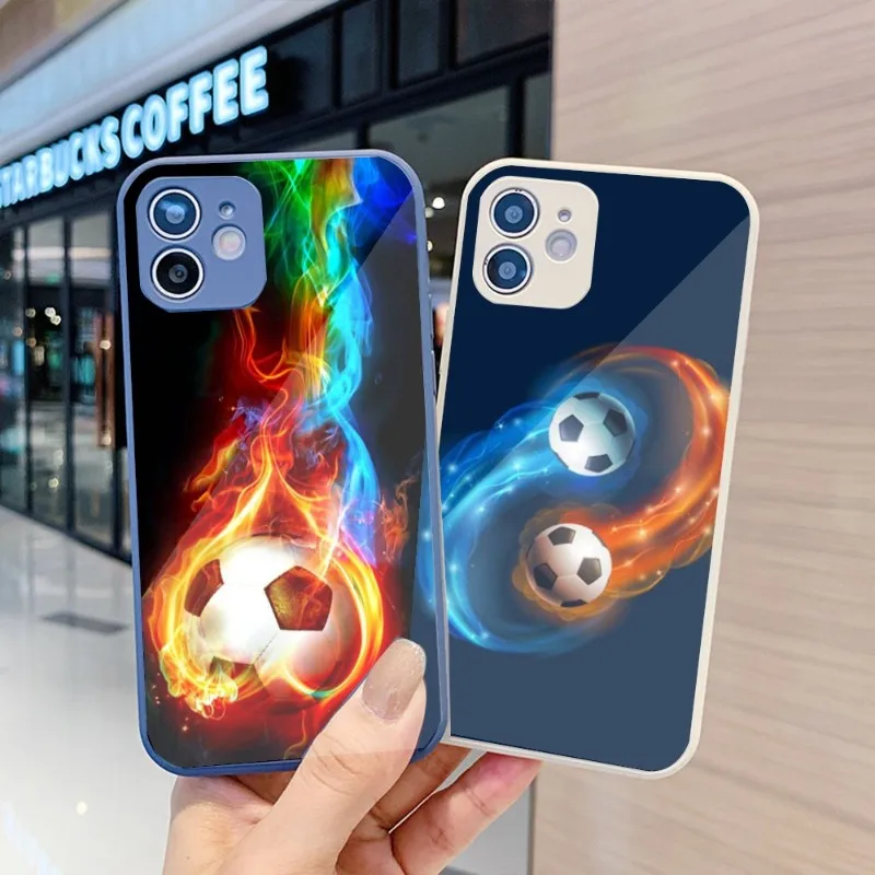 

Крутой чехол для телефона с футбольным мячом для IPhone 14 13 12 11 Pro Max X XR XS 8 7 Plus чехол для телефона из жидкого стекла