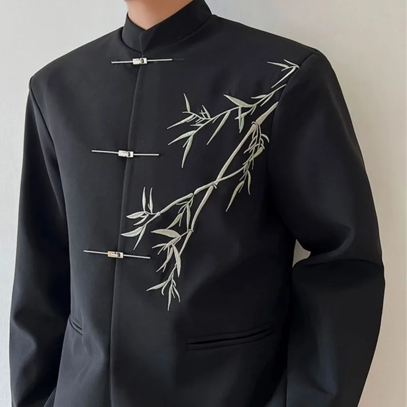 Блейзеры мужские повседневные с воротником-стойкой модный дизайн в китайском