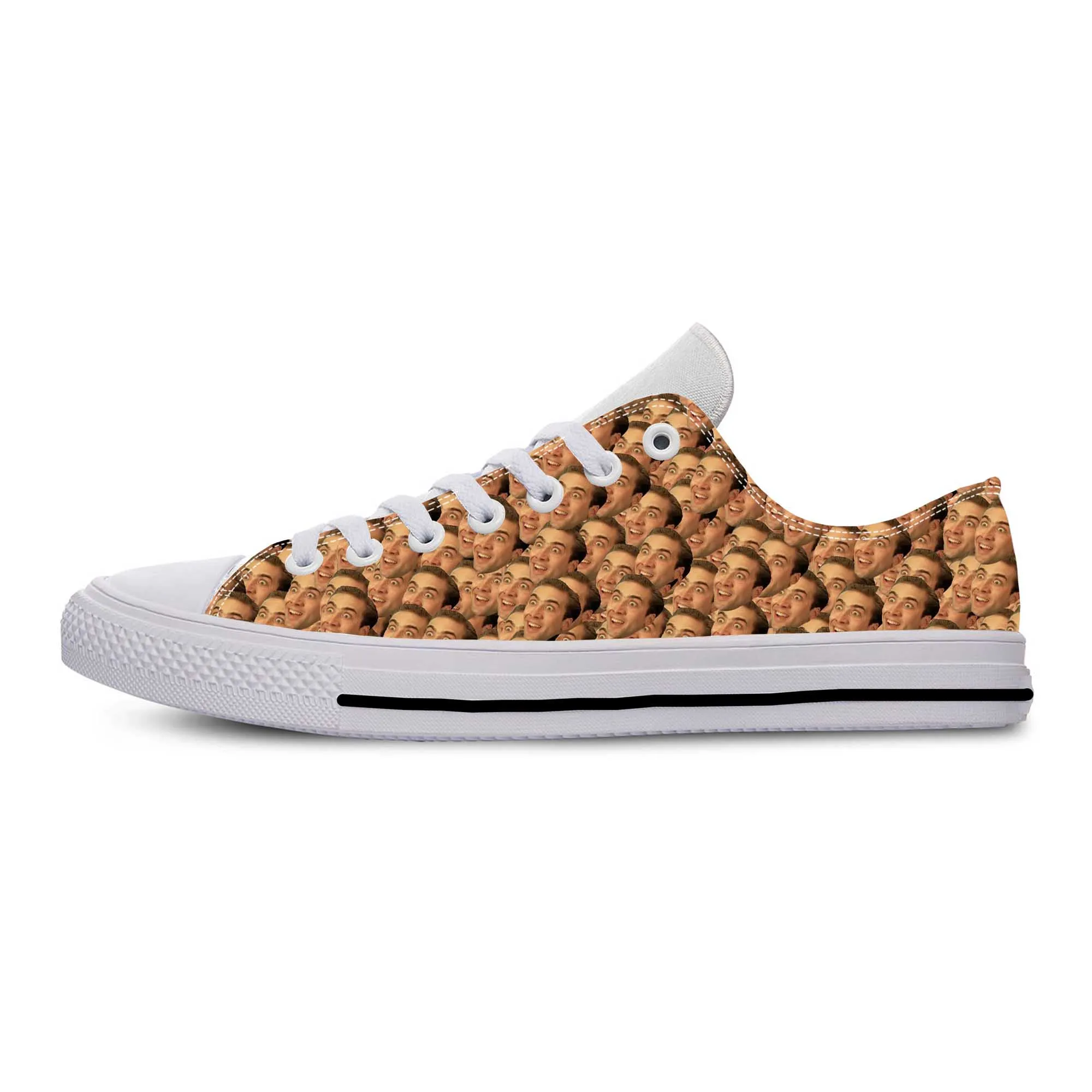 

Anime Cartoon Nic Nicolas Cage Face Pattern Funny Casual Cloth Shoes Low Top Comfortable Breathable 3D Print Men Women Sneakers