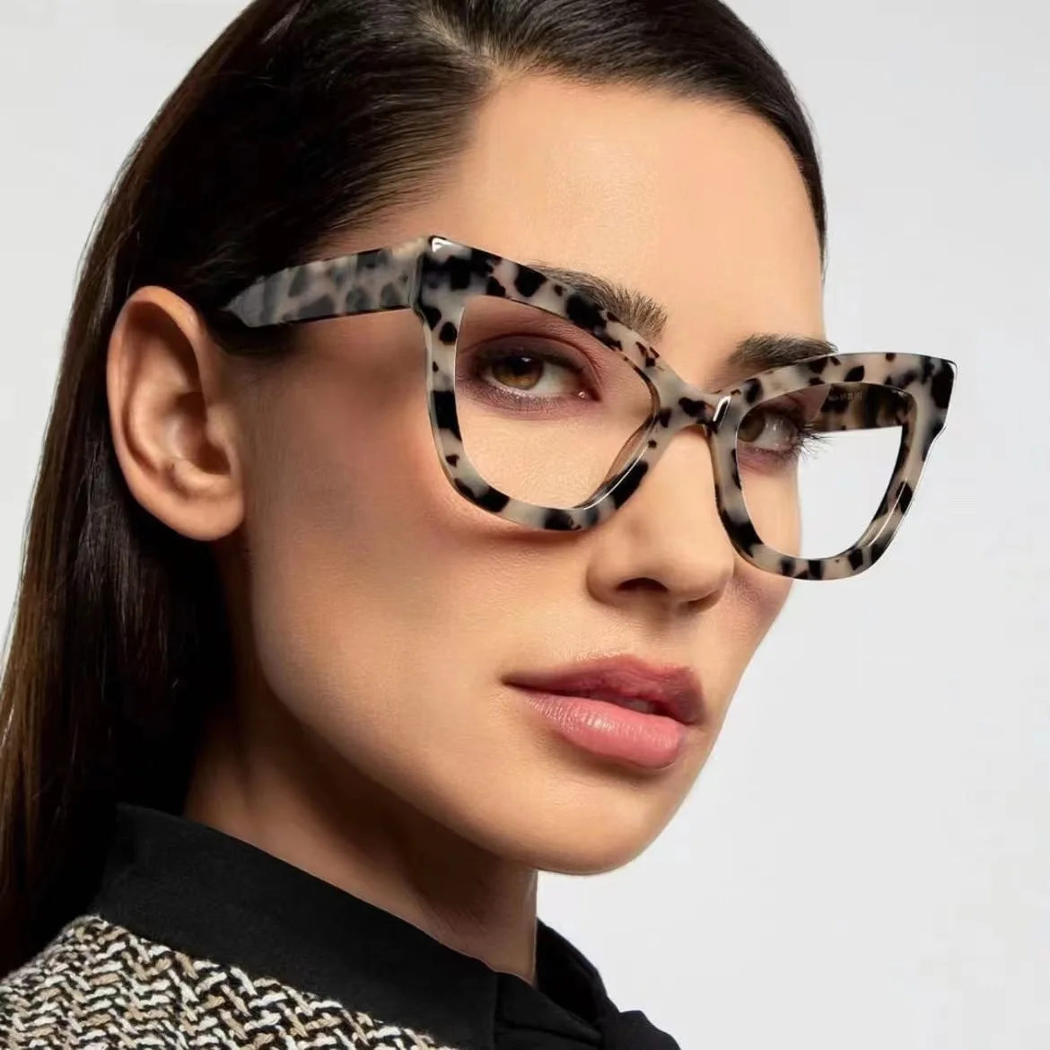 

Anti Blue Light Glasse Women Cat Eye Eyeglasses Frames TR90 Comfortable Luxury Design Vintage Spring Hinge Optical Frame Gafas