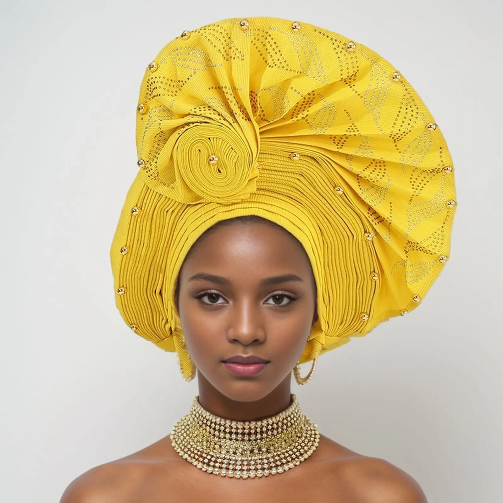 Африканский головной убор Auto Gele Aso Oke Нигерия высокое качество бисер уже сделано