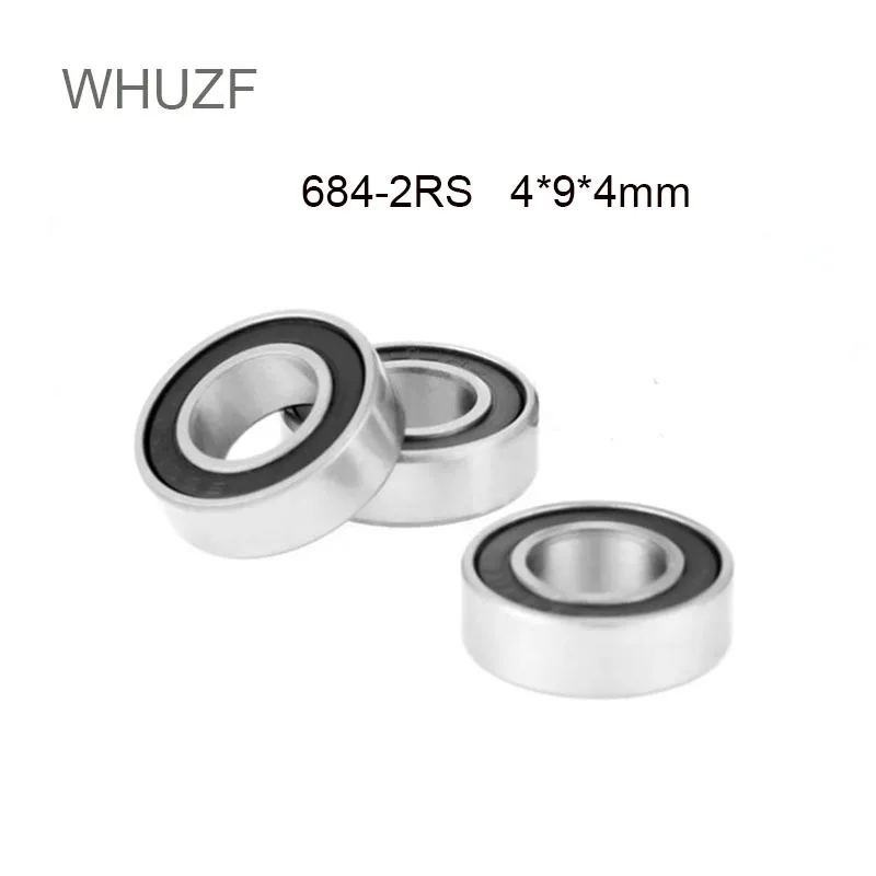 WHUZF 684-2RS Bearing 4*9*4 mm ABEC-3 Miniature 684RS Ball Bearings 684 RS Fans Hobby Emax Motor Quadcopter L-940RS Bearing