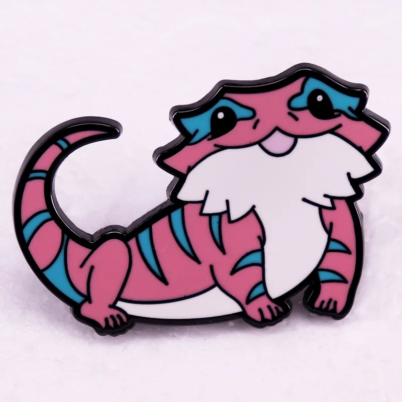 

Розовая, синяя, белая ящерица, мультяшное животное, металлическая Металлическая Булавка для шляпы, сумки, пальто, лацкана, значок, брошь