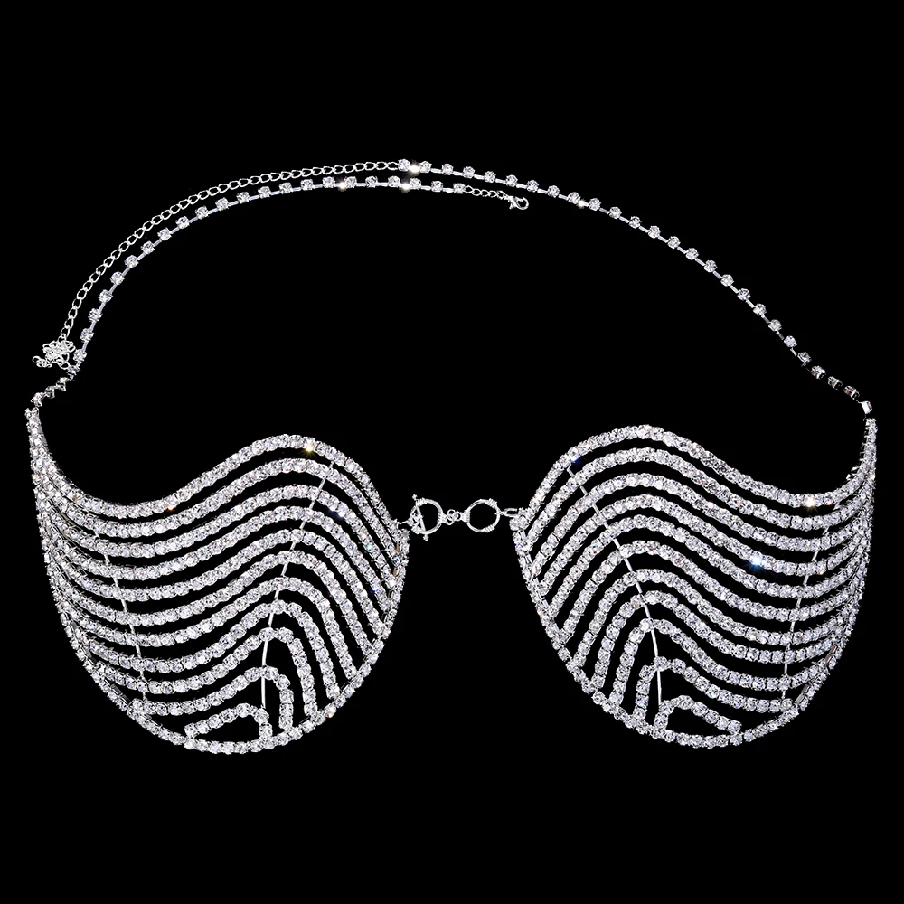 VCU Многослойные стразы нагрудная цепочка бюстгальтер жгуты для женщин