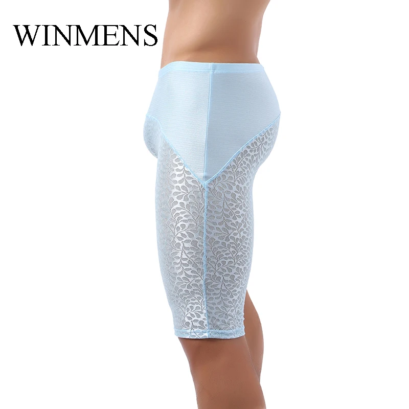 Men's Pajama Shorts Summer Pants Candy Color Lace Patchwork Male Indoor Lounge Wear Casual Comfortable Slim Night Bottoms