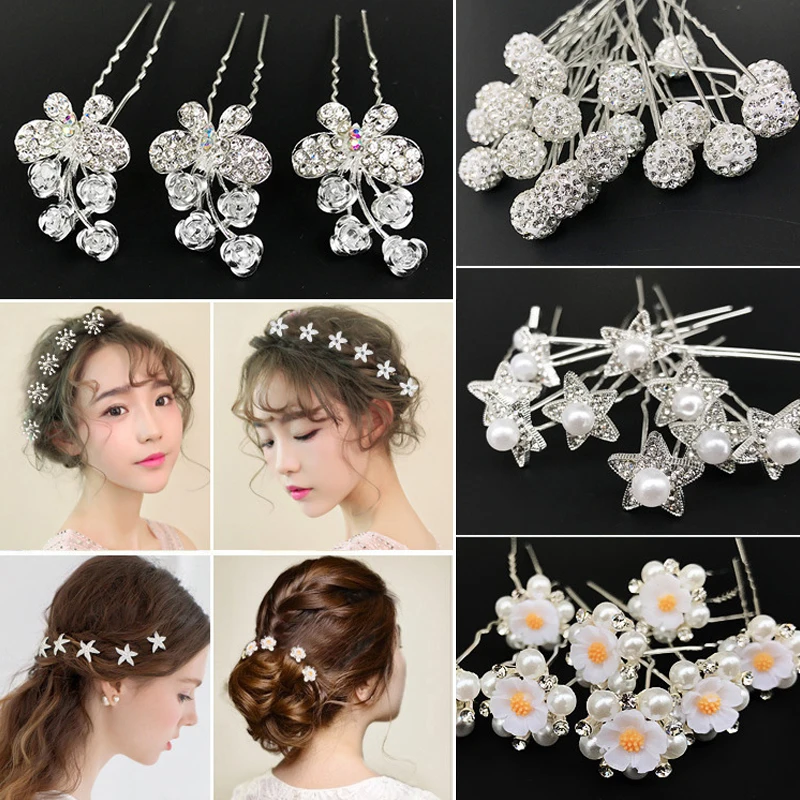 

Women U-shaped Pin Metal Barrette Crystal Rhinestone Clip Hairpins Bridal Tiara Hair Accessories Wedding Hairstyle Design Tools