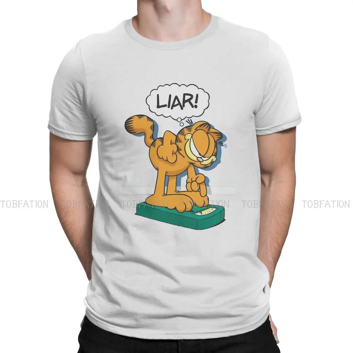 

GarfieldCat лжец 100% хлопок футболка винтажная Готическая Мужская футболка с круглым вырезом мужская одежда