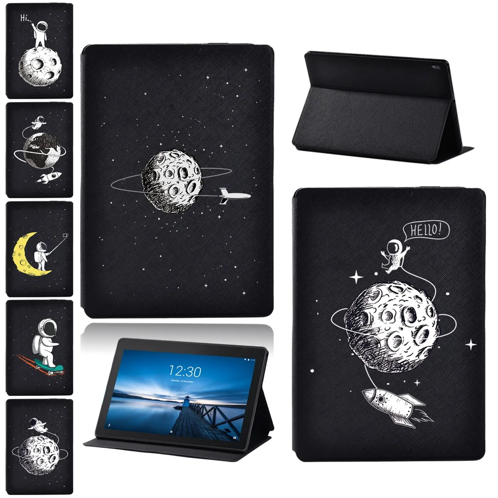 

For Lenovo Tab M10 X605F X505F/Tab M10 PLUS X606F X Cover Astronaut Print Leather Stand Tablet Case Cover for Tab E10 TB-X104F