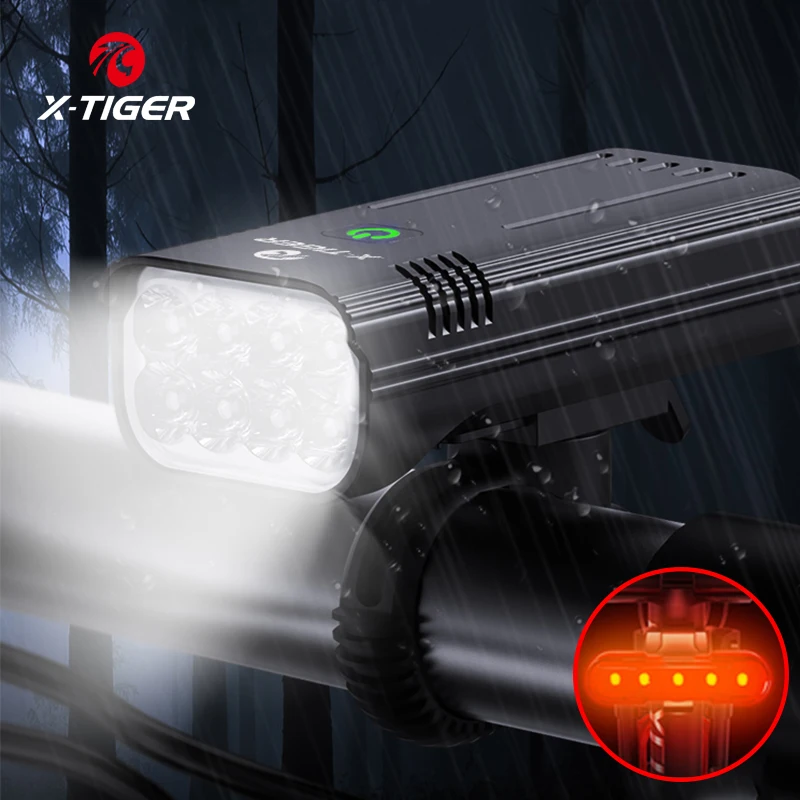 

X-TIGER 1500 Lumens Bike Light 10000mAh Large Battery Capacity Front Bicycle Lamp USB Rechargeable Outdoor IPX5 Bike Flashlight