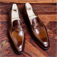 new loafers men shoes pu solid color fashion casual business daily party all match classic square toe cross formal shoes cp257