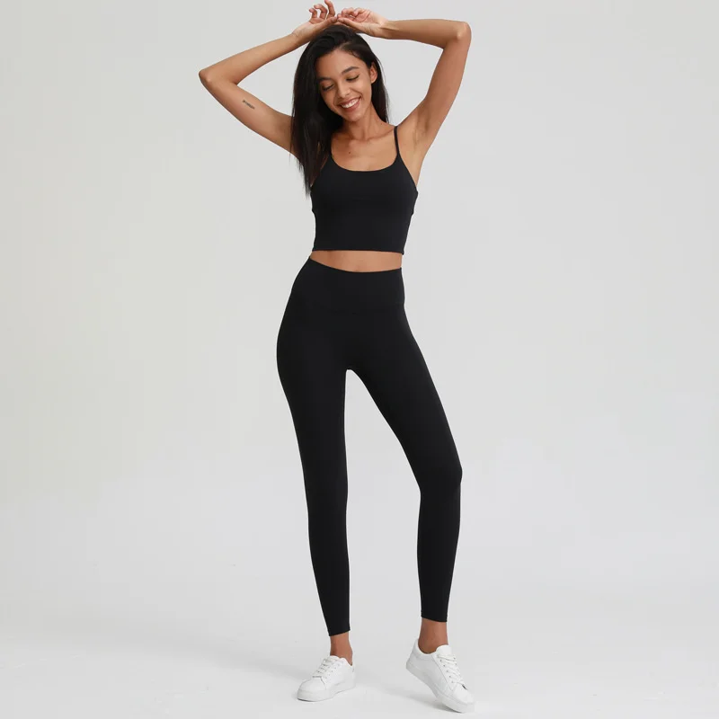 

LULU YOU WANT 2022 Sexy Sports Suits Women's Quick Dry Breathable Top Quality Spaghetti Straps Tank Tops Tight Legging Suits