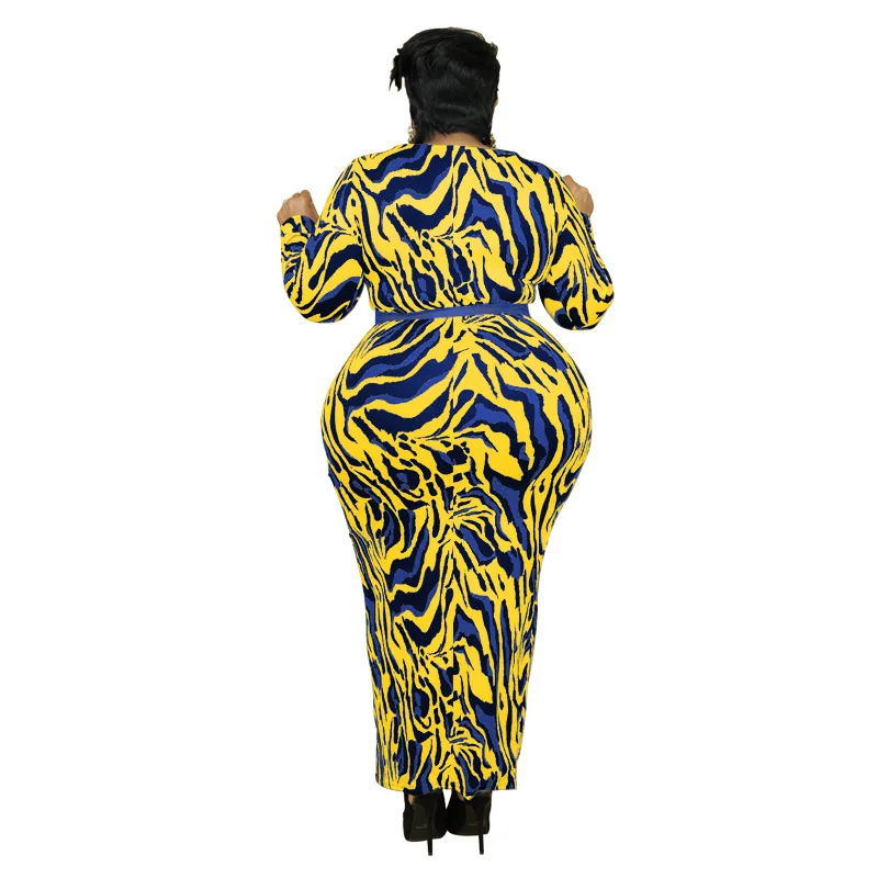 Plus Size Women's Dress Autumn/Winter Leopard Print Slim Fashion Square Neck Temperament Commuter Party Dress  Evening Dresses