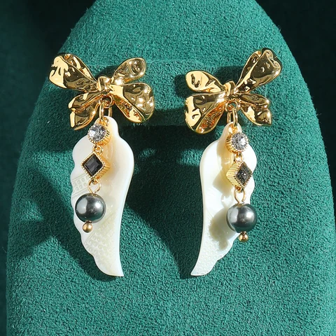 LOVE GREEN LIVE GREEN Серьги-капельки из меди с камнями и золотым покрытием