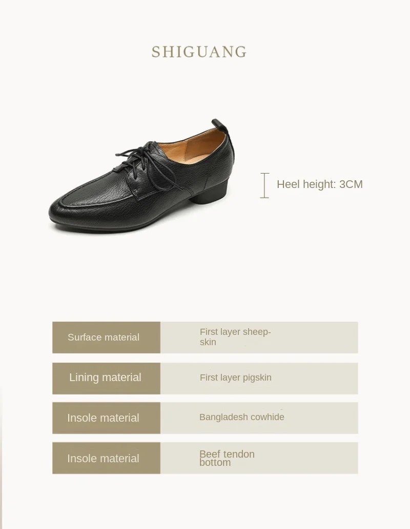 Женские однотонные туфли Laether Новинка весна-осень 2024 на толстом каблуке с острым