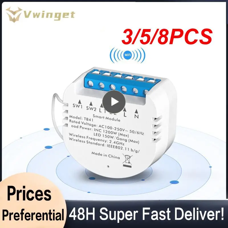 

3/5/8PCS Diy Breaker Module App Control Wifi Wireless Switch Fire Wire Neutral Wire Remote Smart Light Switch Smart Life