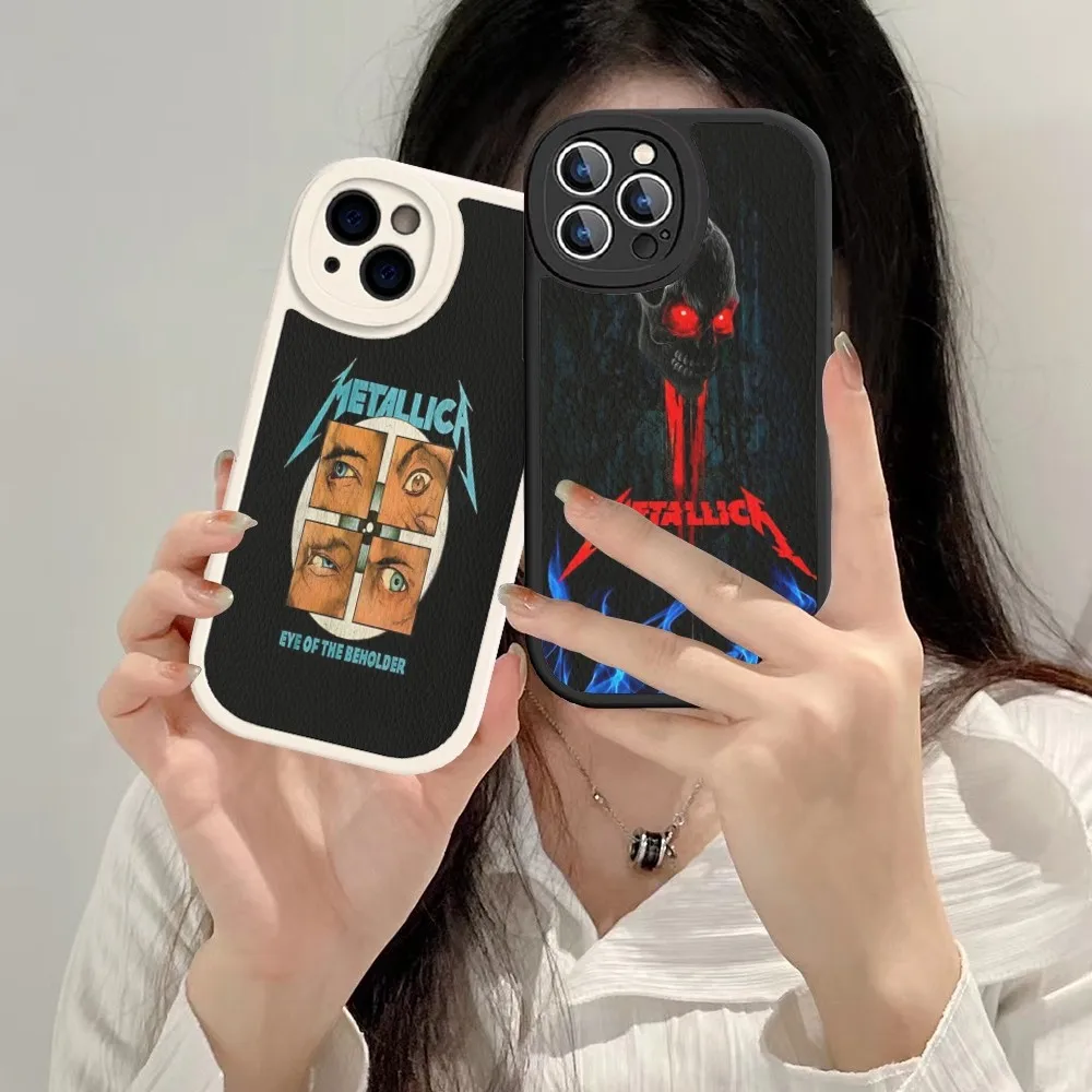 Band M-Metallica Phone Case Hard Leather For IPhone 16 15 14 13 12 Mini 11 Pro Max Xs X Xr 7 8 Plus Fundas
