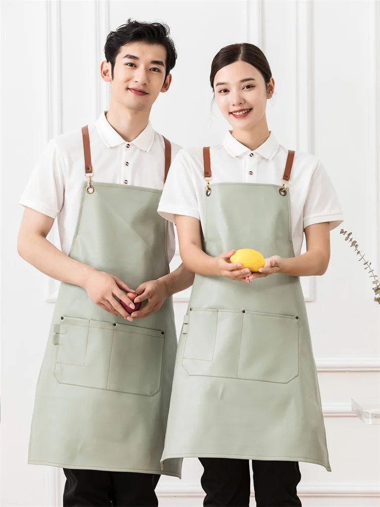 

Kitchen Apron Household Cleaning Utensils Waterproof Leather Chef Fishmonger Manicurist Hair Stylist Salon Customizable Aprons