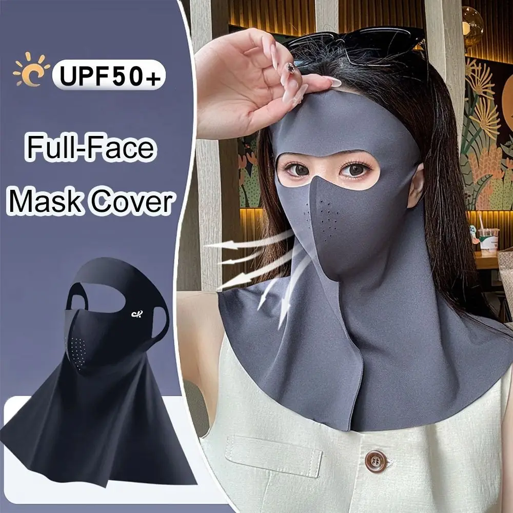 Fashion Summer Full-Face Mask Cover Sun Protection Outdoor Ice Silk Face Veil UPF 50+ Cycling Neck Wrap for Male Female