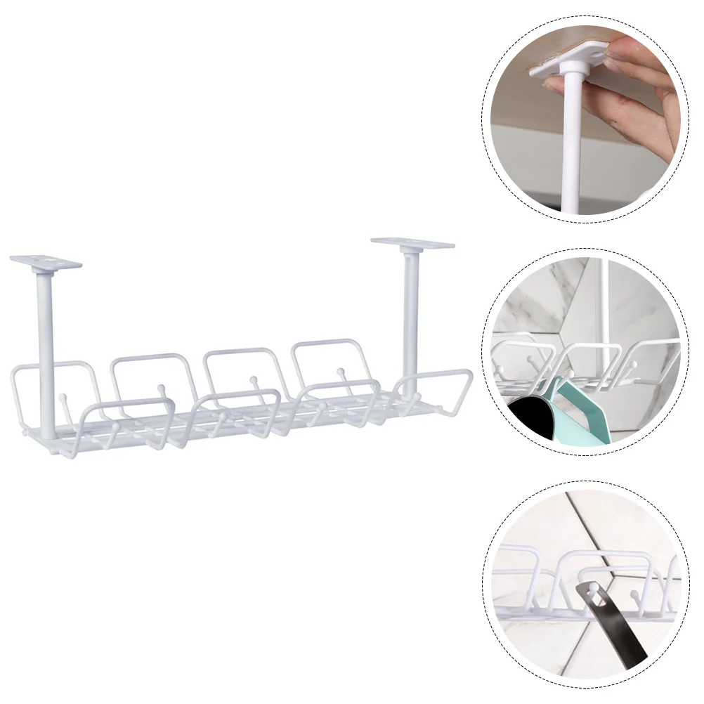 

Table Wire Tray Kitchen Desk Basket Hanging Rack Desktop Organizer Shelf Cable Manager Storage Pp Office Mug Cabinet