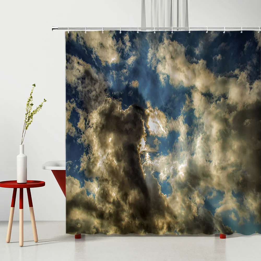 

Shower Curtain Set Living Room Curtains Bathroom Household Items Kitchen Natural scenery Curtains Waterproof Polyester Fabric