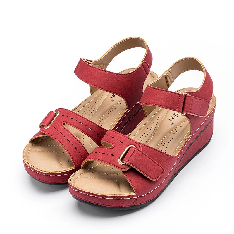 

Fashion Women Summer Retro Wedges Sandals Soft Open Toe Casual Breathable Shoes Ladies Solid Large Size Sandal 2022 New