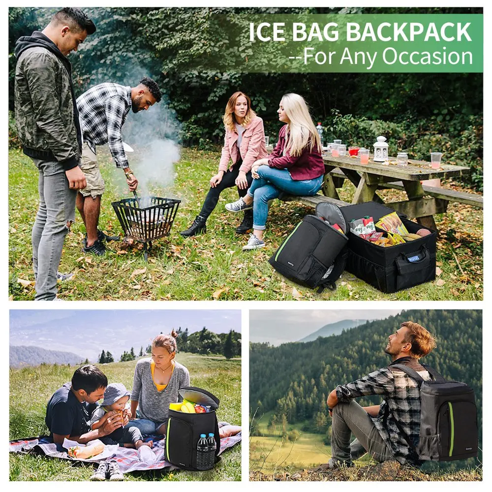 30L Waterproof Cooler Backpack with Multi-Pockets, Leakproof Cooler Bag with Opener, Insulated Ice Bag Backpack  Picnic Camping