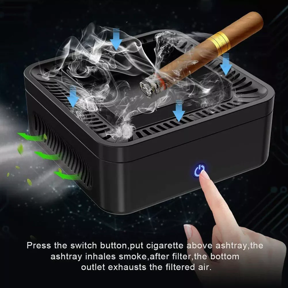 

NEW2022 USB Rechargeable Ashtray Portable Smokeless Ashtray Secondhand Smoke Air Filter Purifier Home Office Car Holder