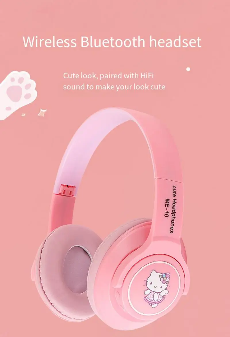 

Милая мультяшная Беспроводная Bluetooth-гарнитура Sanrio Hellokitty, светящиеся Мультяшные наушники, Очаровательная многофункциональная гарнитура