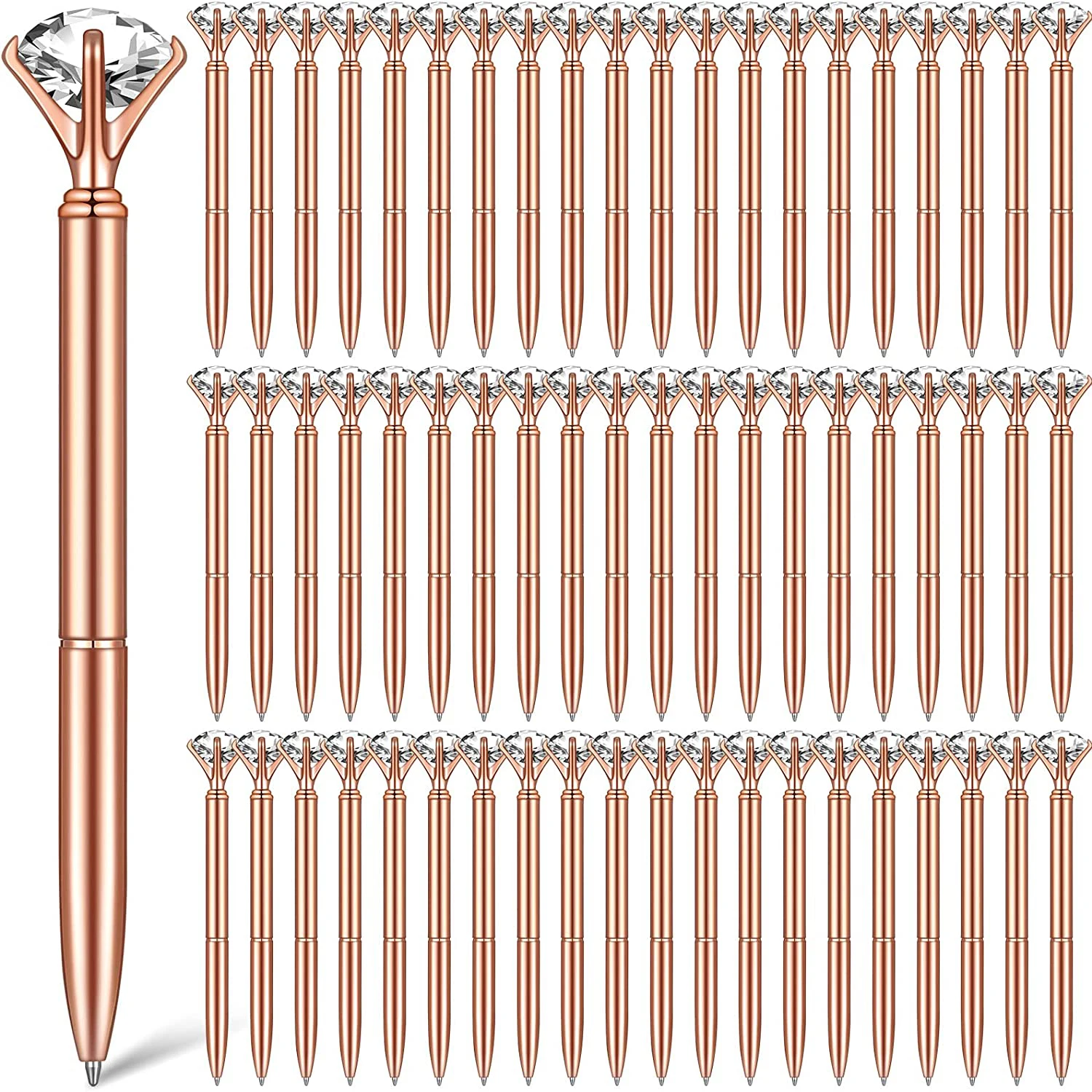 

100 Pcs Diamond Pens Crystal Diamond Ballpoint Pen Fancy Cute Pens for Women Bling Metal Ballpoint Pen with Black Ink