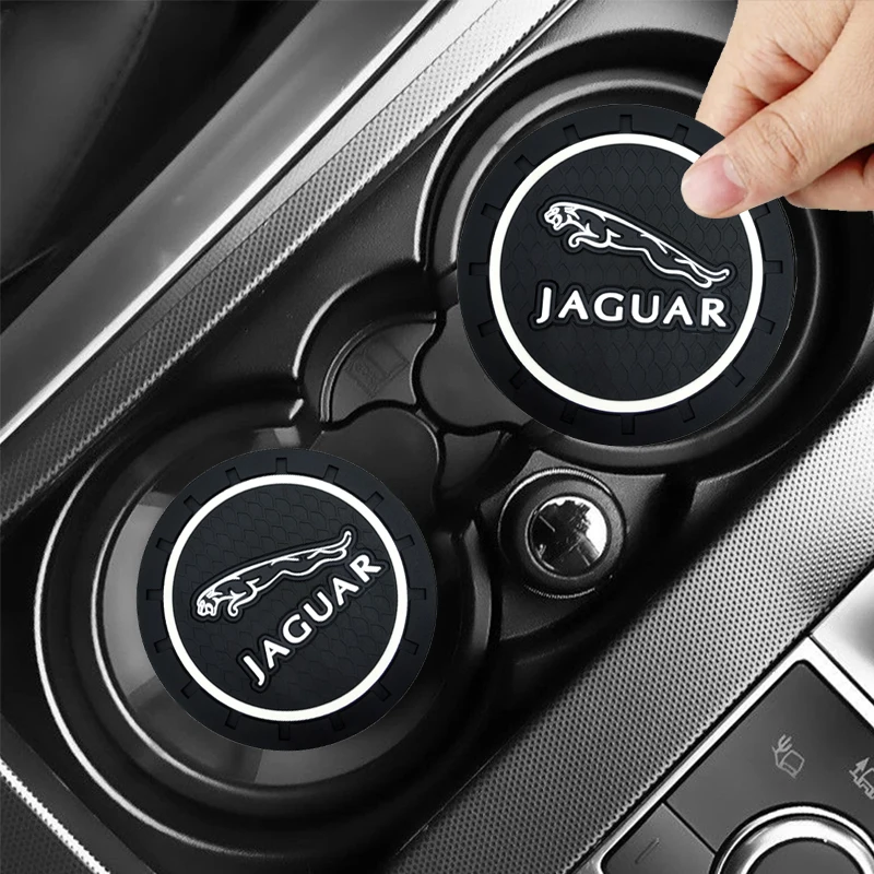 

1/2pcs Car coasters non-slip water coaster Car styling Goods For Jaguar XF XE XJ F-Pace X-Type S-Type F-Type E-Pace I-PACE XK