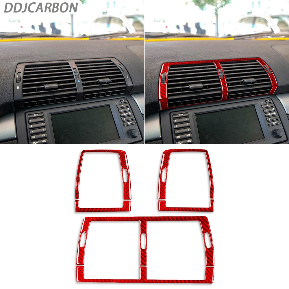 Carbon Fiber Instrument Panel Air Conditioning Outlet Suit Trim Cover Car Interiors Accessories Sticker For BMW X5 E53 2000-2006