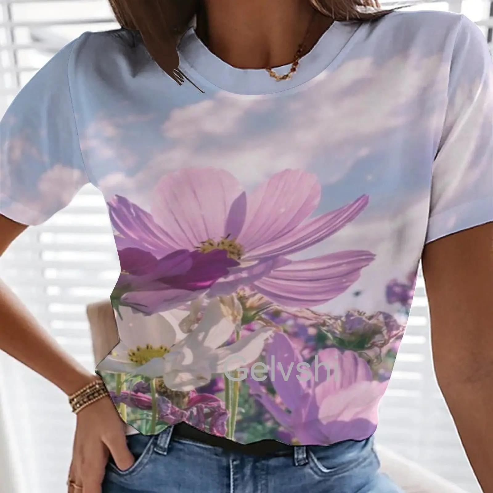 

3D Floral Printing Women T Shirts Casual Short Sleeve Loose Plus Size Tops Fashion Street Ladies O-Neck Summer 2022 New Blouses