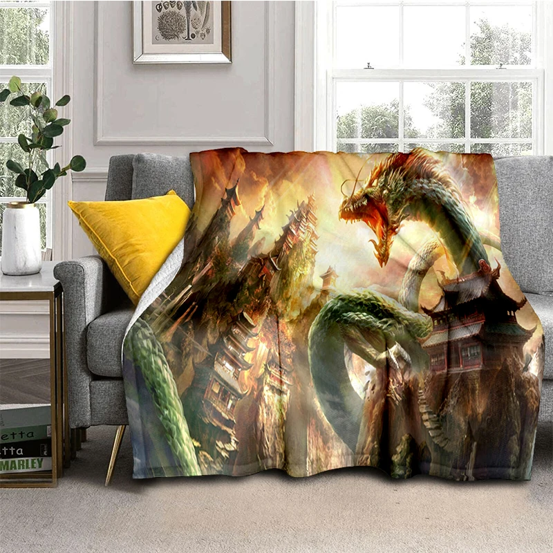 

Anima Chinese Dragon Pattern HD Printed Custom Flannel Blanket Thermal Insulation Blanket for Office and Home Travel