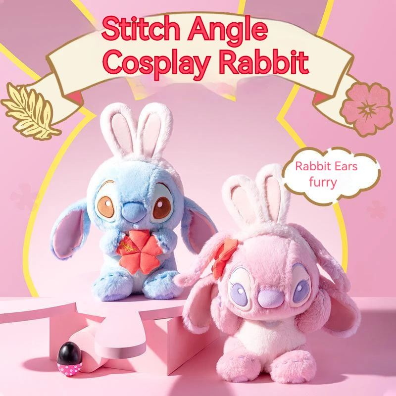 

2023 Disney Lilo And Stitch Plush Toys Cosplay Rabbit Cute Anime Stich Doll Stuffed Plushie Kawaii Angel Soft Gifts For Children