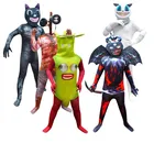 Карнавал Хэллоуин Черный кот Косплей костюмы сирена голова ужас смешная банан ед одежда дети мальчик сумасшедшая игра Чейз комбинезон