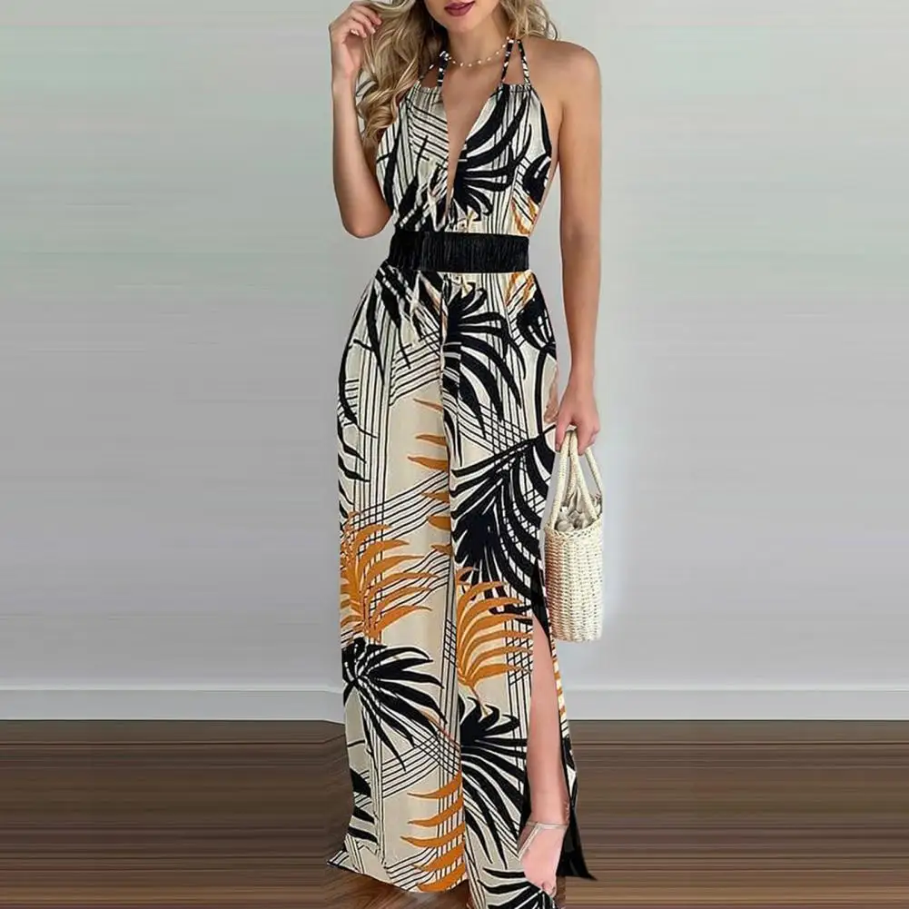 

Stylish Overall Digital Print Backless Summer Sleeveless Backless Floral Print Jumpsuit