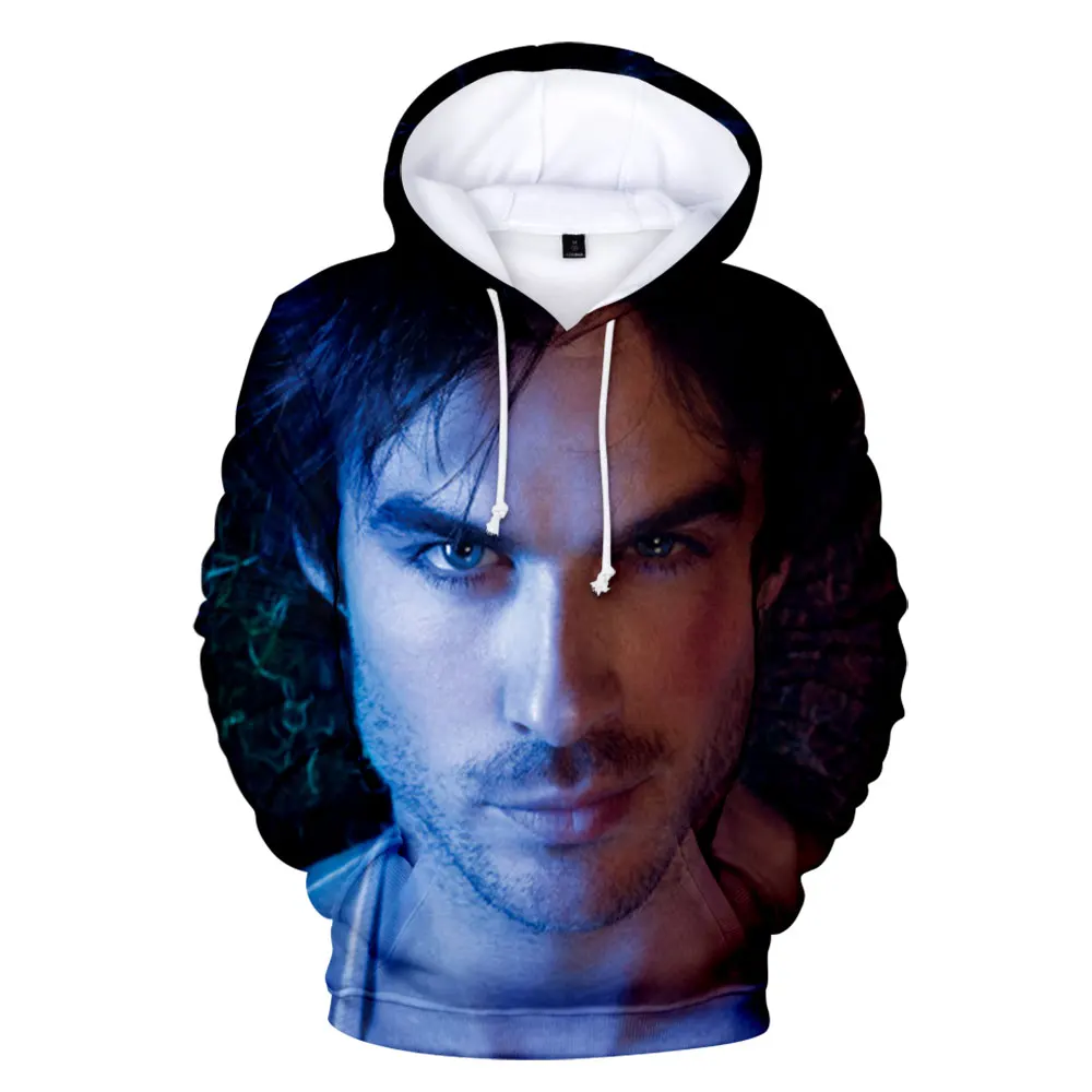 

The Vampire Diaries Damon Salvatore Elena Gilbert Stefan Salvatore Hooded Sweatshirt Men/Women Casual Hoodies Pullover Cool Tops