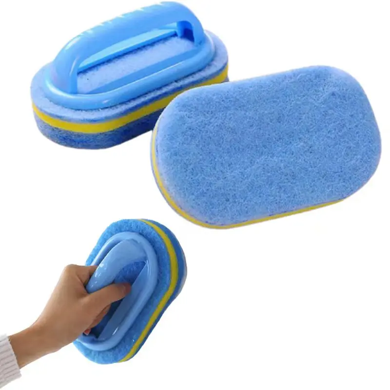 

1pcs multifunctional with handle sponge brush bathroom kitchen cleaning sponge brush plastic handle sponge bathroom bathtub brus