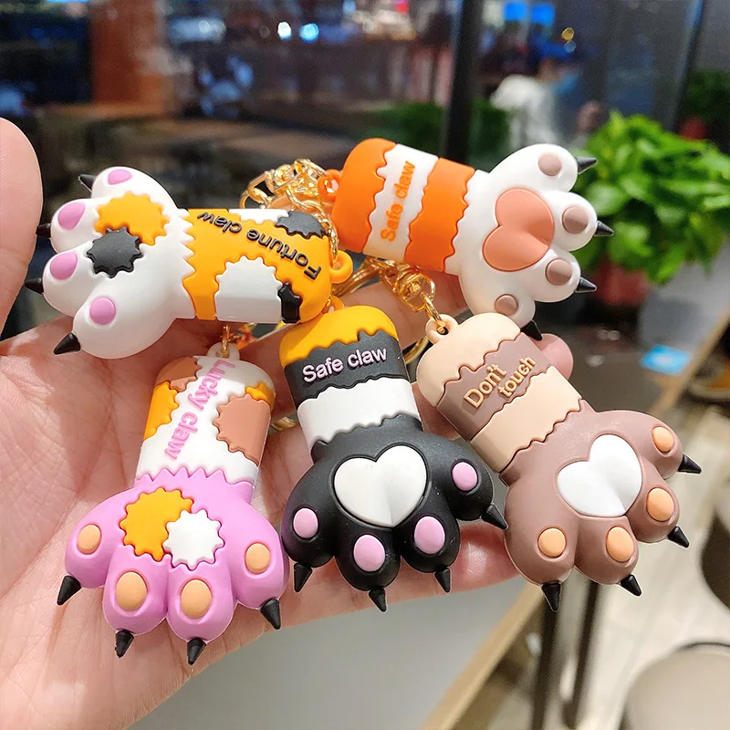 

Cartoon Cute Stereo Cat Claw Pendant Silicone Key Chain Fun Accessories Bell Car Keychain Small Gifts