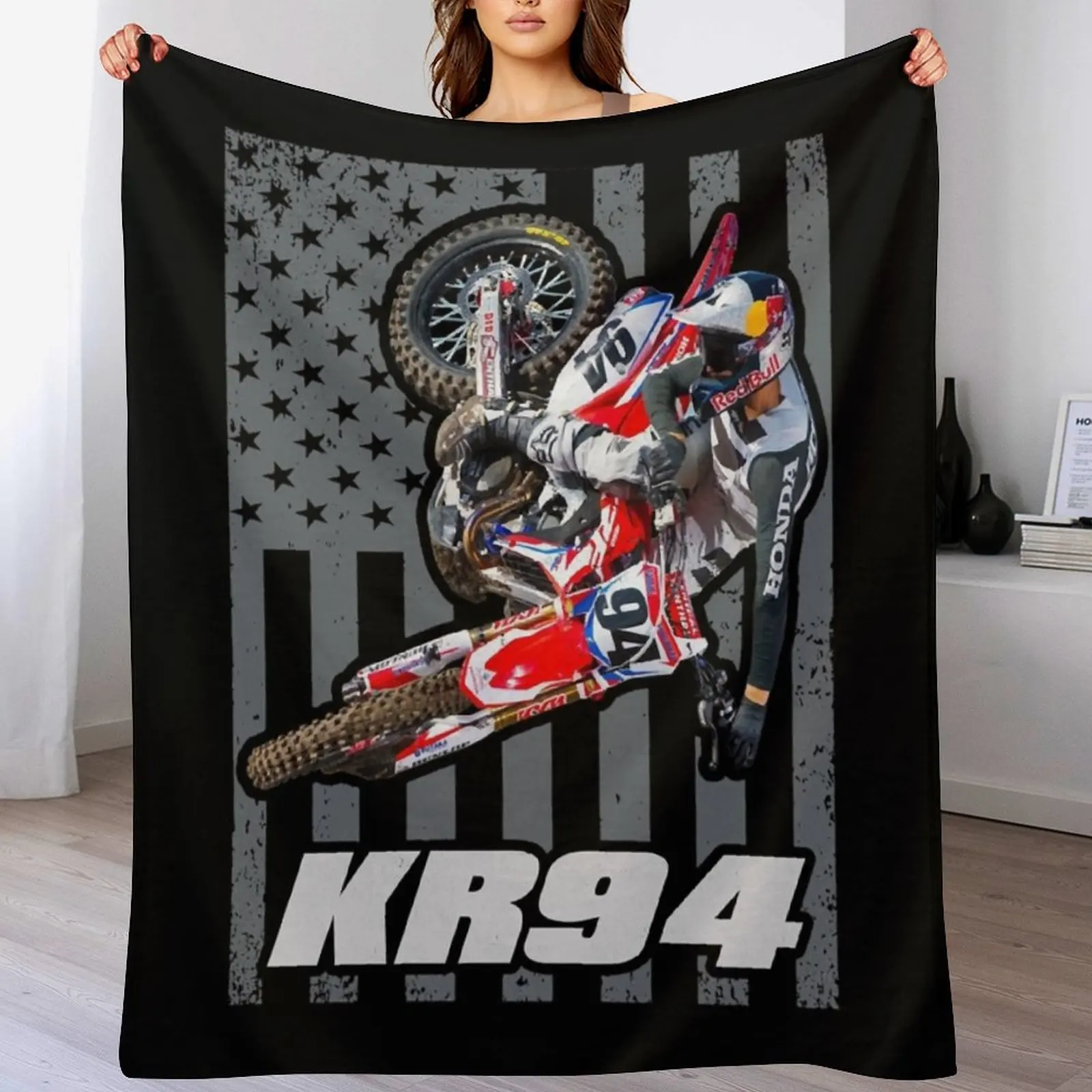 Кен Рочен KR94 Американский флаг 450 94 чемпион суперкросса США одеяло