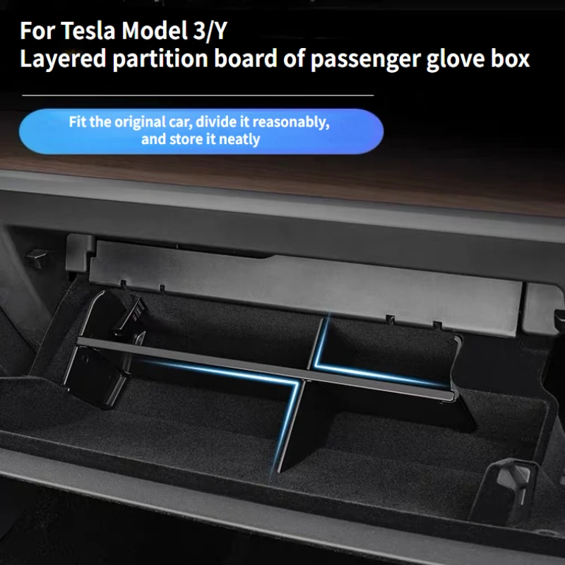 

Suitable for Tesla Model 3/Y co pilot glove box storage partition box, modly modified Ya Shenqi accessories
