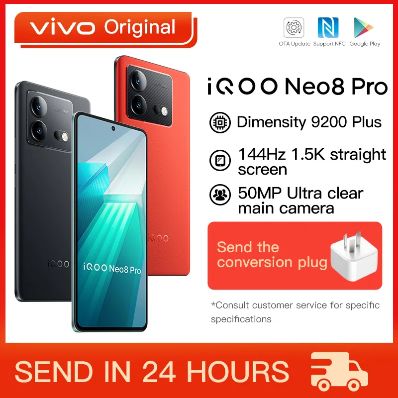 Original VIVO iQOO Neo8 Pro 5G Mobile Phone 6.78 Inch AMOLED Dimensity 9200 Plus Octa Core 120W Super Charge 50M Camera NFC