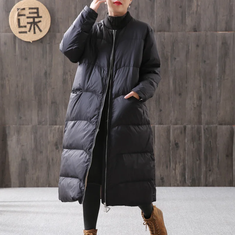 Women Long Down Jacket Women's Winter Clothing Parka Warmth Free Shipping White Duck Down Jacket Snow Clothing Korean Streetwear