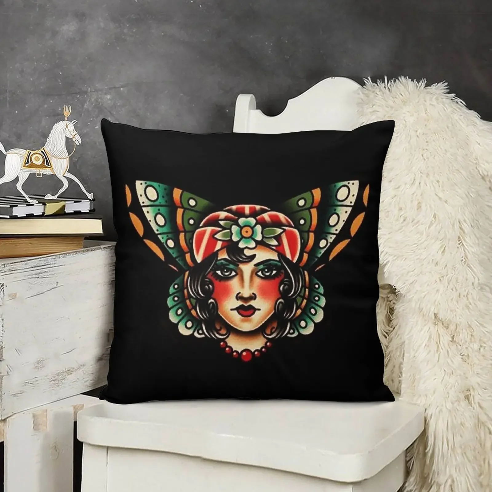 Традиционная бабочка цыганская леди татуировка подушка чехол для подушки