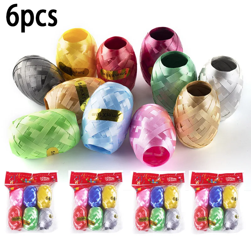 

6Pcs 5mm*10m Balloon Rope Foil Balloon Laser Ribbon For Air Balloon Wrapping Tap Home Wedding Birthday Party Decoration