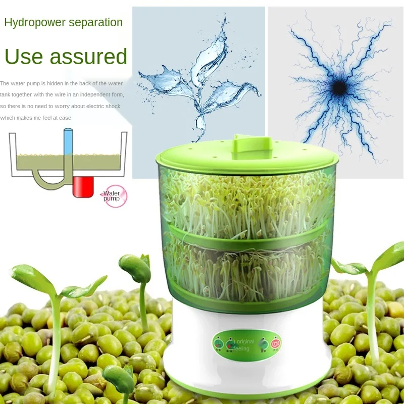 110V/220V Bean Sprouts Maker Thermostat Green Vegetable Seedling Growth Bucket Automatic Electric Sprout Bud Germinator Machine