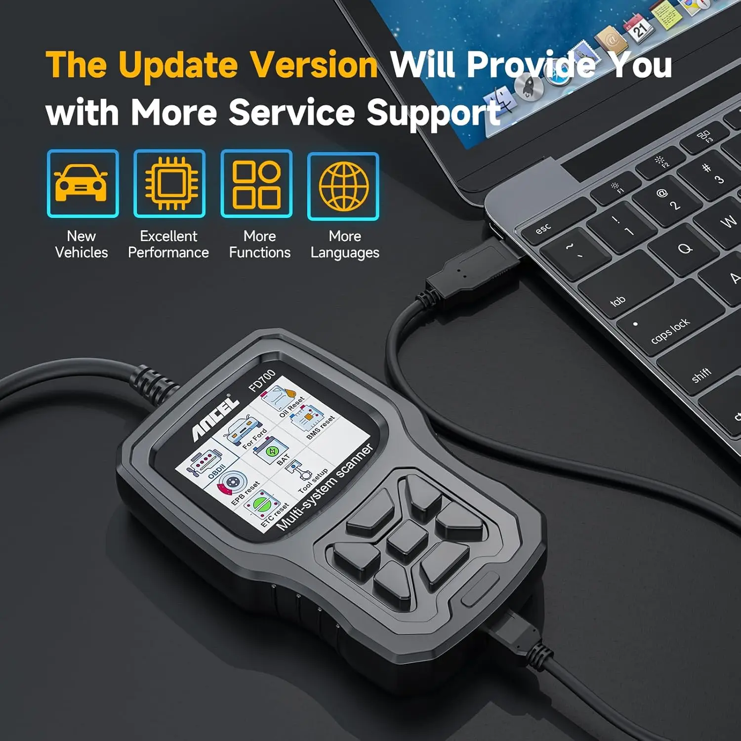 Диагностический сканер ANCEL FD700 OBD2 для полного системного сканирования Ford с