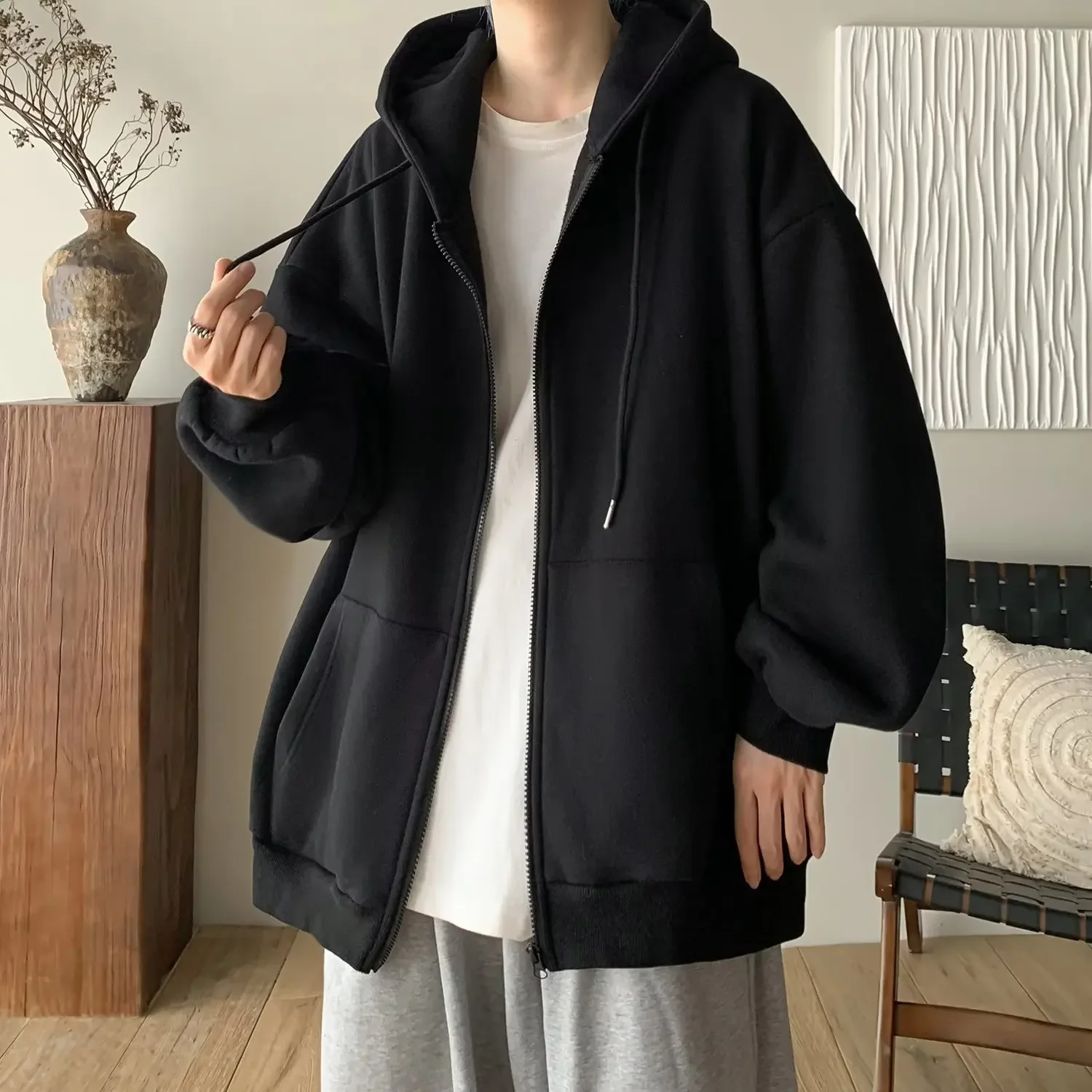 Художественный повседневный мужской свитшот с капюшоном свободного покроя